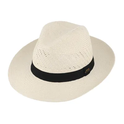 Produktbild von Fiebig Panamahut Fedora mit Ripsband Weiß Gr. 59