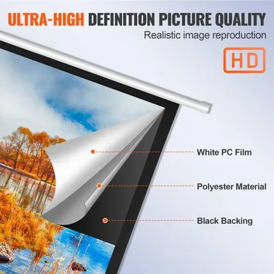 Immagine prodotto di Schermo di proiezione elettrico da 100 pollici - formato 16:9, risoluzione 4K HD, da montare a parete, ideale per home cinema