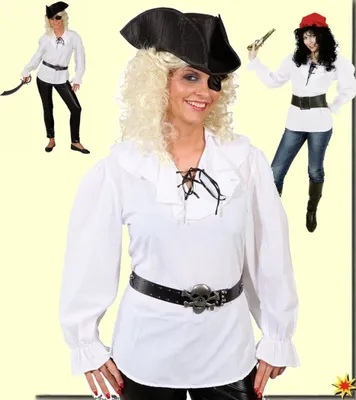 Produktbild von Piratenhemd weiß Piratin Hemd L/XL 44/46