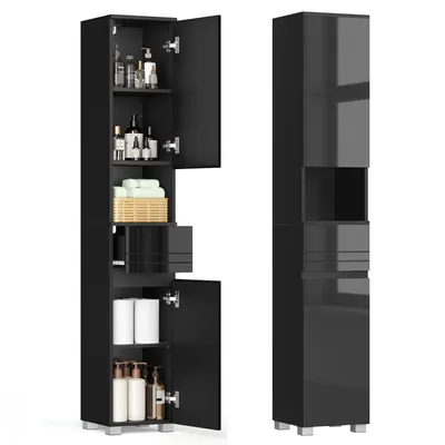 Produktbild von VASAGLE Badezimmerschrank, Badschrank, Badezimmermöbel mit einer Schublade/2 Schubladen, verstellbare Ablagen, offenes Fach