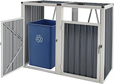 Produktbild von Mülltonnenbox 'Tarbek' für 2 Tonnen Mülltonnenverkleidung Stahl verzinkt Aufbewahrungsbox Anthrazit 121x146x82cm