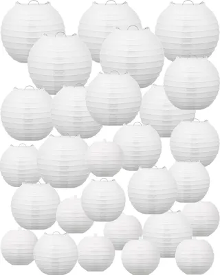 Produktbild von Papierlaternen 80 Stück, 4" bis 12", rund, weiß, für Party
