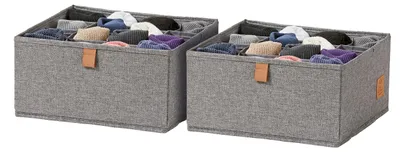 Aufbewahrungsbox-Set 2er-Pack, 16 Fächer, 30x30x15 cm, grau