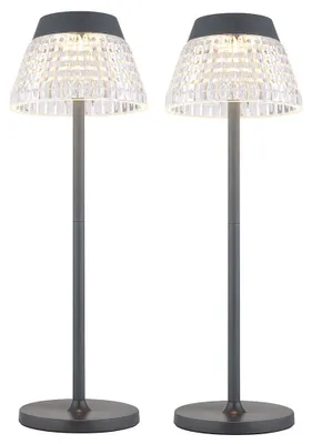 Produktbild von 2x LED Tischleuchte, Touchdimmer, Anthrazit, Akku, H 38 cm