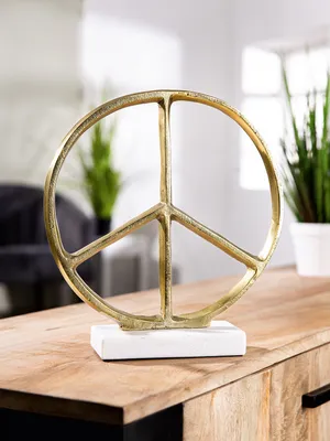 Obrázek produktu pro GILDE Socha, Mír, "Peace", hliník, zlatá barva, , d. 7,5 cm, š. 26 cm, v. 28 cm 50657