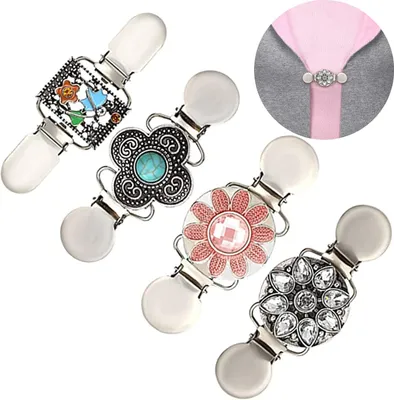 Produktbild von 4 Stücke Clip Cardigan Strickjacken Clip Kleider Clip Silber Strickjacke Clips Cardigan Clips Vintage Retro Cardigan Clip Vier Retro-Muster Kostüm Zubehör für Kleidung（Altes Silber）