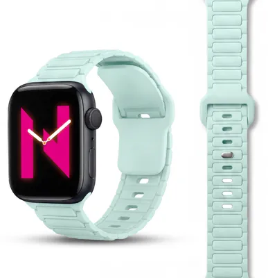 Produktbild von Pulse 3D Textur Armband für Apple Watch SE/10/9/8/7/6/5/4/3/2/1, Silikon Sportarmband, 38/40/41/42mm - Eisminze