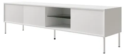 Obrázok produktu pre Selsey Modity - 3-dverová TV skrinka so sklenenou policou a osvetlením, 175 cm, biela