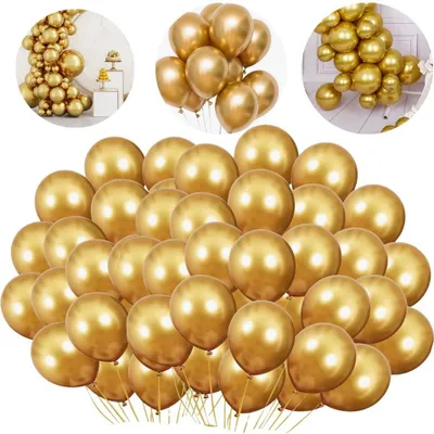 Produktbild von Goldfarbene Chromballons, Geburtstagsdekoration, Set mit 100 großen metallischen Stücken