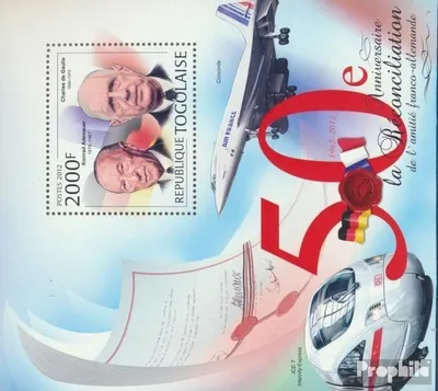 Produktbild von Briefmarken Togo 2012 Mi Block 728 (kompl. Ausgabe) postfrisch Frankreich und Deutschland