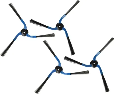 Produktbild von vhbw 4x Seitenbürste kompatibel mit Samsung Navibot SR8847, SR8848, SR8846 Saugroboter - Reinigungsbürsten Set, links/rechts, schwarz / blau, 3-armig