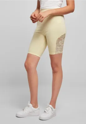 Produktbild von Urban Classics TB4790 | Ladies High Waist Lace Inset Cycle Shorts Damen Radlerhose - Farbe: softyellow - Größe: L