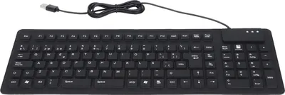 Obrázok produktu pre Klávesnica, 105 kláves, španielska, USB, drôtová, prenosná, skladacia, tichá, vodotesná, prachotesná, silikónová