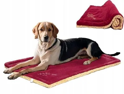 Zdjęcie produktu dla Mata dla psa 110x70 cm - pluszowe legowisko, dwustronne, czerwone