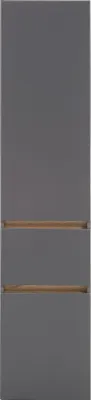 Produktbild von Seitenschrank "Villach" aus MDF in matt grau mit 2 Türen und Absetzungen in graphit. Abmessungen (B/H/T) 40x180x35 cm