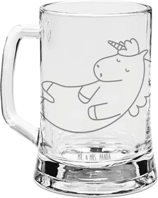 Produktbild von Mr. & Mrs. Panda Krug Einhorn Wolke 7 - Transparent - Geschenk, Unicorn, Witzig, Lustig, Seidel, Humpen, Einhörner, Gravur Bierkrug, Bierhumpen, Gravierter