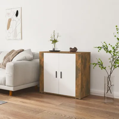 Image de vidaXL Sideboard chêne fumé 80x33x70 cm bois composite