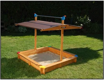 Produktbild von GASPO Holz Sandkasten 140 x 140 cm mit absenkbarem Dach