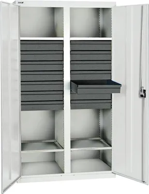 Produktbild von Stumpf Werkzeug- und Materialschrank Serie 3000 lichtgrau + 14 Schublade 100 mm + Mitteltrennwand + 4 Auszugsböden - 3004407