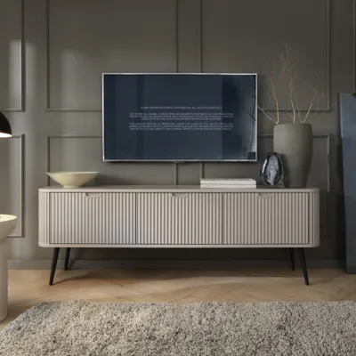 Produktbild von Masseno TV-Schrank ZENZERO 168 cm Fernsehschrank mit 3 Türen TV-Lowboard für Wohnzimmer Modern 168x39x57 cm Kaschmir / Kaschmir