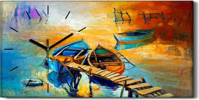 Produktbild von Wandkunst Leinwand Bild Uhr Geräuschlos Kunstdruck 60x30 Meer Sonnenuntergang - schwarze Hände
