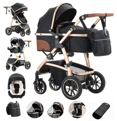 Obrázek produktu pro Dětský kočárek, nastavitelná rukojeť, univerzální design, SK20-ČERNÁ