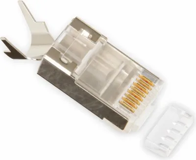 Produktbild von S/CONN maximum connectivity Modularstecker-Netzwerk Modular Stecker 8polig, 8 Kontakte belegt, geschirmt, vergoldete Kontakte, 50µ, mit Einführhilfe und Zugentlastung fürCat.7 Rohkabel (72062-R)