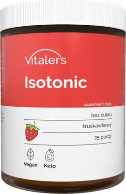 Produktbild von Vitaler's Isotonic – 250 g, Pulver, vegan, ohne Konservierungsstoffe, ohne Zucker, reine Zusammensetzung (250 g, Erdbeere)
