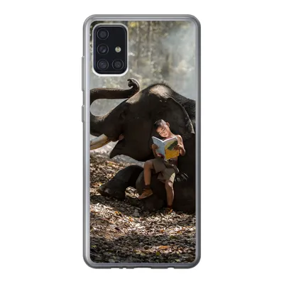 Produktbild von MuchoWow® Handyhülle Schutzhülle Hülle für Samsung Galaxy A52 5G Elefant - Junge - Buch - Wald - Tiere - Natur Silikon Softcase Handy Hülle - Umschlag