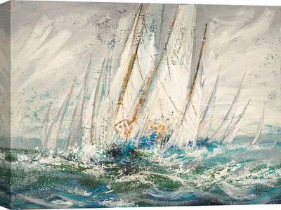 Produktbild von Leinwandbild mit Segelbooten - Luigi Florio, Aus Wasser und Wind - 80x60 cm