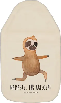 Produktbild von Mr. & Mrs. Panda Wärmflasche Faultier Yoga - Weiß - Geschenk, Wärmflaschen, Wärmekissen, Namaste, mit Bezug, Bettflasche, Atmung, Yogaübungen