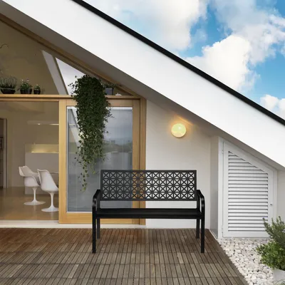 Obrázek produktu pro Zahradní lavička z černé oceli - geometrický design