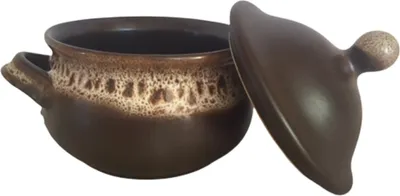 Produktbild von Original Bunzlauer Keramik 450 ml Schmalztopf mit Deckel Ø11 cm, H=12,9cm, Design ZACIEK braun