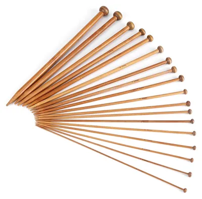 Bambus-Stricknadeln Set, 18 Größen, 2,0–10,0 mm, lang, einzeln spitz