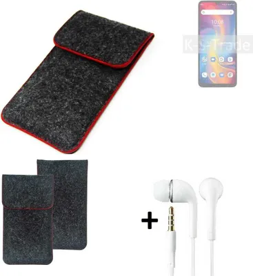 Produktbild von K-S-Trade Handy Schutz Hülle kompatibel mit UMIDIGI A13 Pro Schutzhülle Handyhülle Filztasche Pouch Tasche Case Sleeve Filzhülle dunkelgrau roter