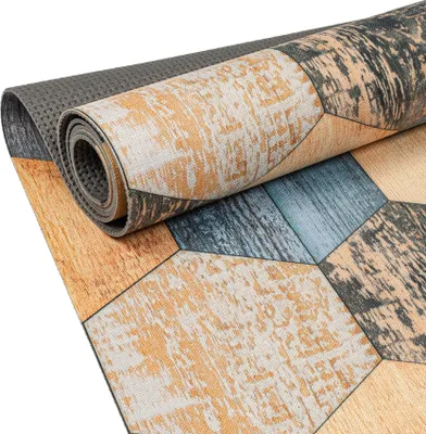 Produktbild von Küchenläufer RANNA Premium Läufer Küchenteppich Teppich Textil Holz Patchwork Beige 65x260cm