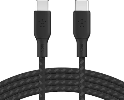 Produktbild von Belkin geflochtenes USB-C/USB-C Kabel 100W 3m schw. CAB014bt3MBK