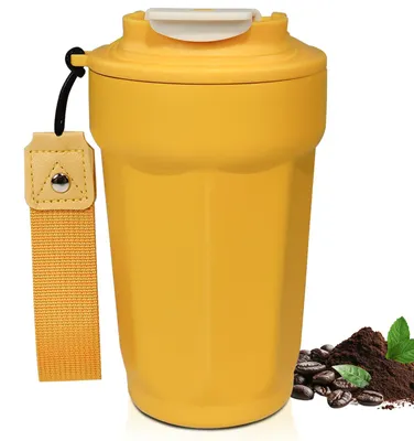 Isolierkaffeebecher 450 ml 316 Edelstahl auslaufsicher gelb