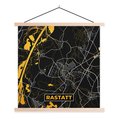 Produktbild von MuchoWow® Textilposter Gold - Deutschland - Karte - Rastatt 120x120 cm mit holzfarbenen Rahmen - Textil-Poster