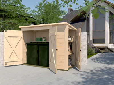 Produktbild von Multibox mit Regalsystem, natur B x T x H 215 x 95 x 152