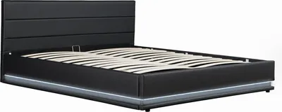 Image de Lit LED avec coffre "Anastasia" - 160 x 200 cm - Noir