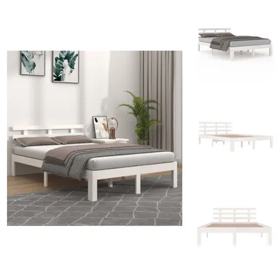 Produktbild von vidaXL Massivholzbett Weiß 120x190 cm -  Betten & Bettgestelle