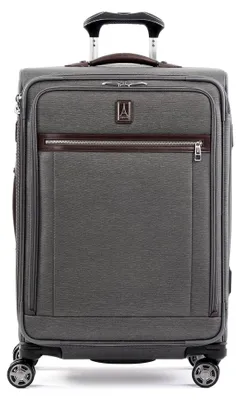 Produktbild von Platinum Elite Softside erweiterbares aufgegebenes Gepäck, Spinner-Koffer mit 8 Rädern, TSA-Schloss, Herren und Damen, Vintage-Grau, kariert, mittelgroß, 72x47x30 cm