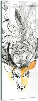 Produktbild von Designer Glasbild - Wandbild - Glas Bild - 50x125 cm - Tier- Und Naturillustration - Hirsch