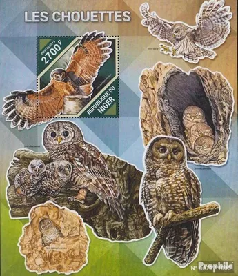 Produktbild von Briefmarken Niger 2015 Mi Block 482 (kompl. Ausg.) postfrisch Eulen