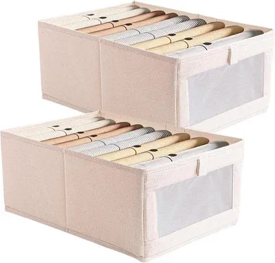 Image de Boîte de rangement pliable avec fenêtre transparente, organiseur pour vêtements et jouets, lot de 2 pièces