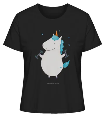Produktbild von Mr. & Mrs. Panda Damen T-Shirt Einhorn Fitness Größe S - Schwarz - Geschenk, Shirt, Unicorn, Fitnessstudio, für Frauen, Diät, Oberteil, Sport, Sixpack, Basic, Gym