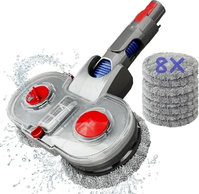 Traumheim Elektrischer Wischaufsatz für Dyson V11 V10 V8 V7 V15 Staubsauger, Wischmopp Aufsatz Set mit 8 Mopppads und Abnehmbarer Wassertank