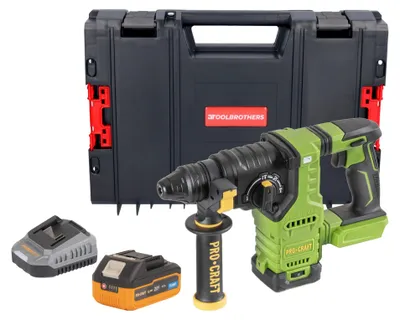 Produktbild von Procraft PHA30bb Akku Bohrhammer 20 V 2,8 J SDS plus Brushless + 1x Akku 4,0 Ah + Ladegerät + RHINO Toolcase