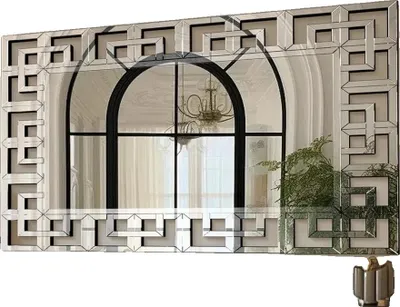 Image de Miroir mural, bords biseautés élégants, multiples possibilités de décoration, gris clair